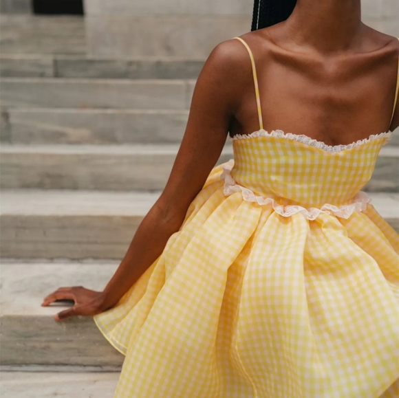 ❗SOLD OUT❗Organza Spaghetti Strap Puff Babydoll Dress - Picture 16 of 16